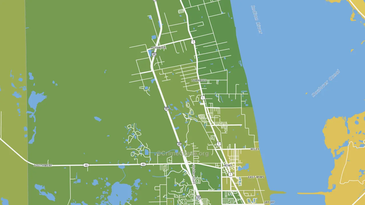 Mims, FL Map of Vehicle Theft Rates