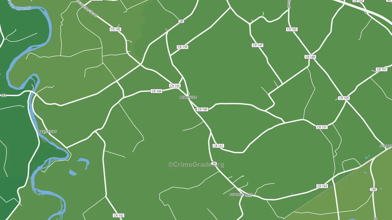 Minaville, NY Map of Vehicle Theft Rates