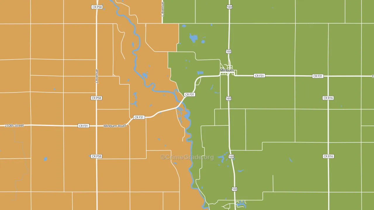 Minburn, IA Map of Vehicle Theft Rates