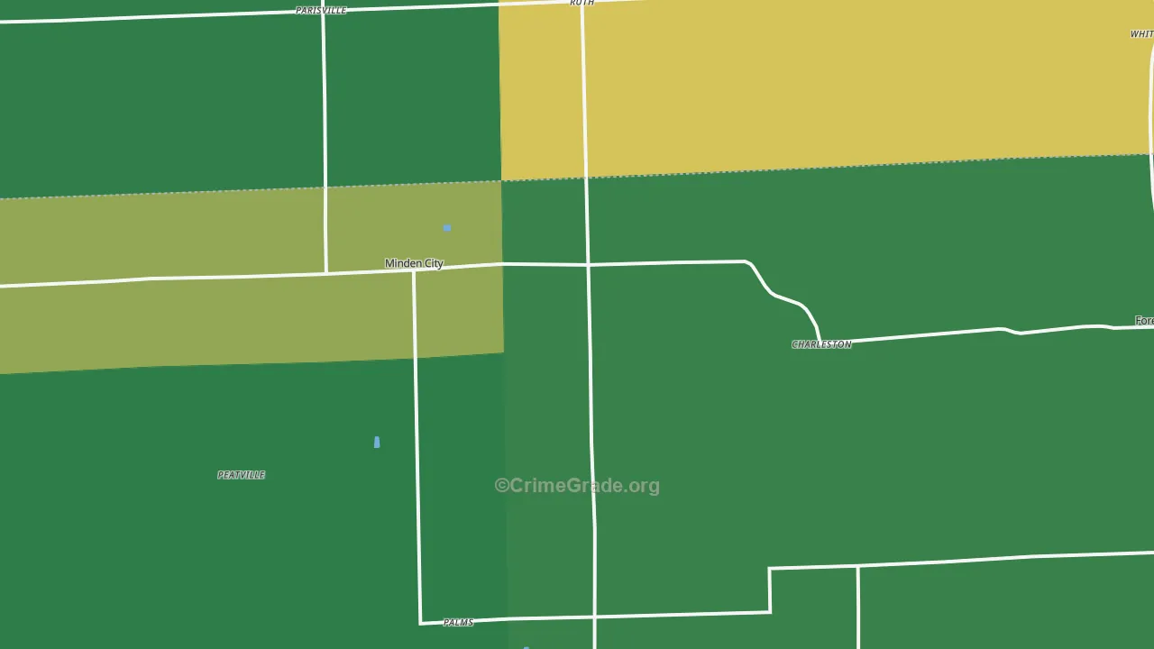 Minden City, MI Map of Vehicle Theft Rates
