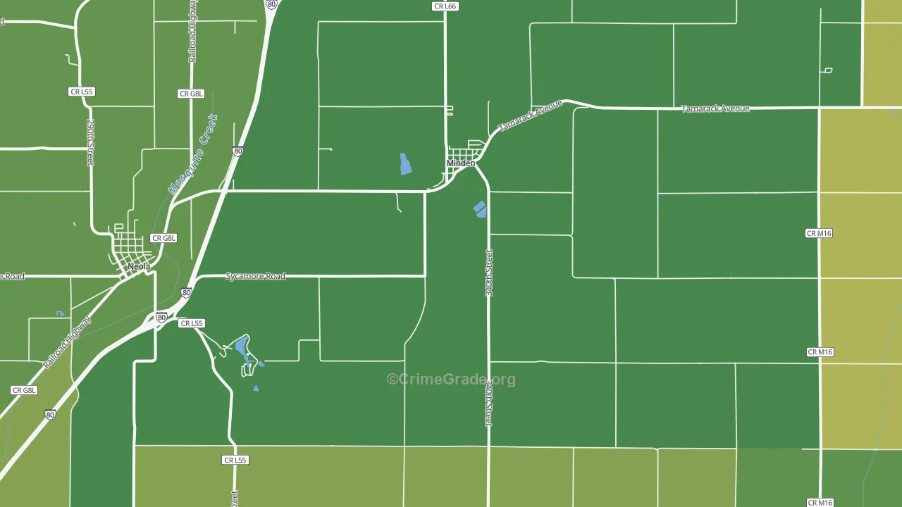 Minden, IA Map of Vehicle Theft Rates