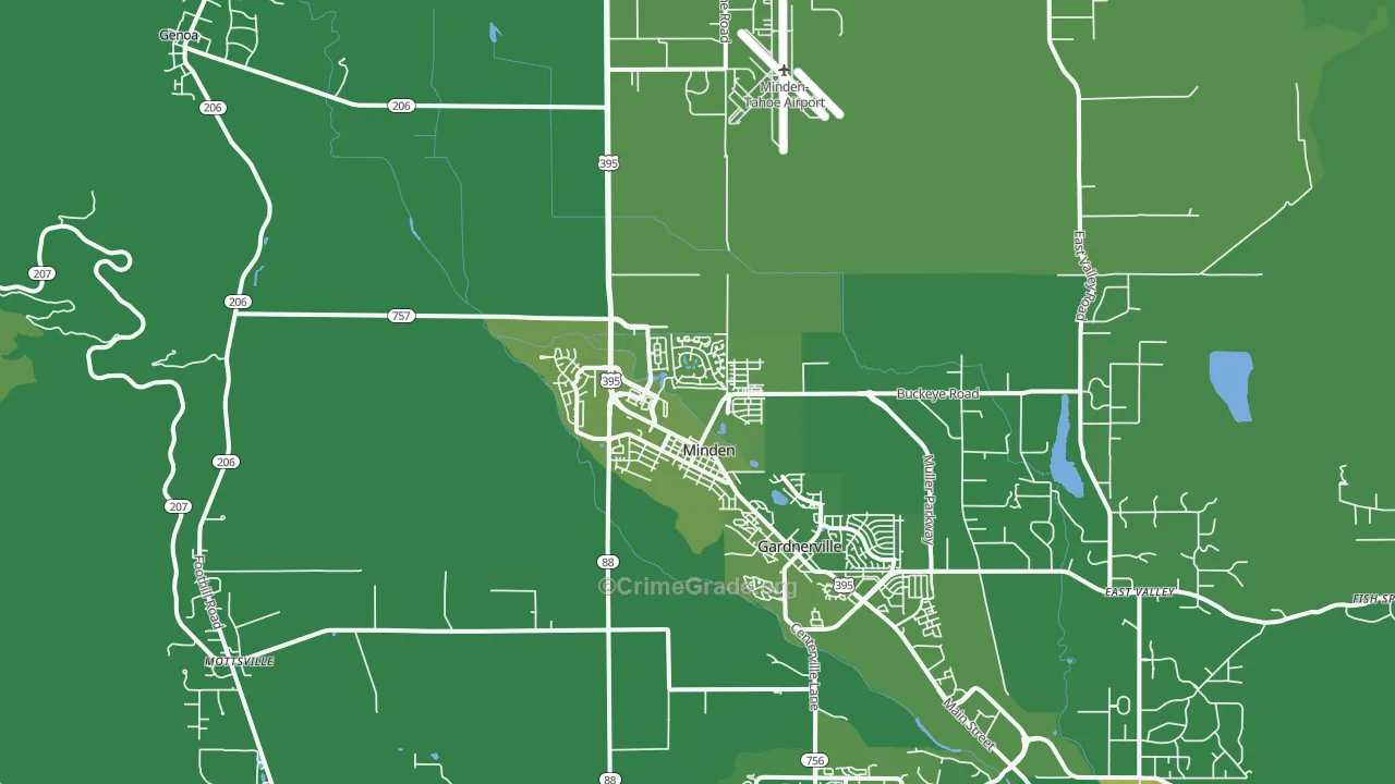 Minden, NV Map of Vehicle Theft Rates