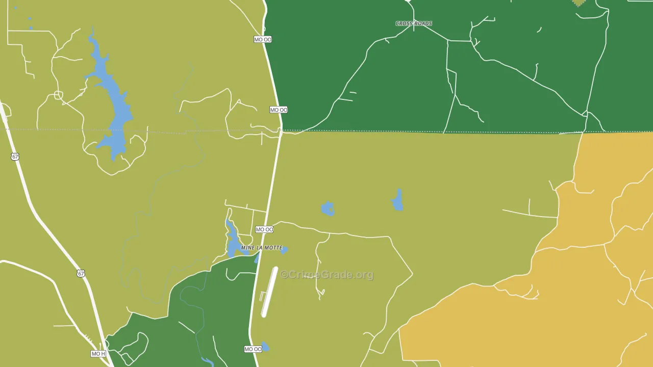 Mine La Motte, MO Map of Vehicle Theft Rates