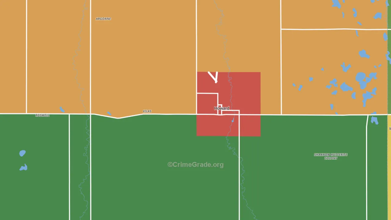 Miner County, SD Map of Vehicle Theft Rates