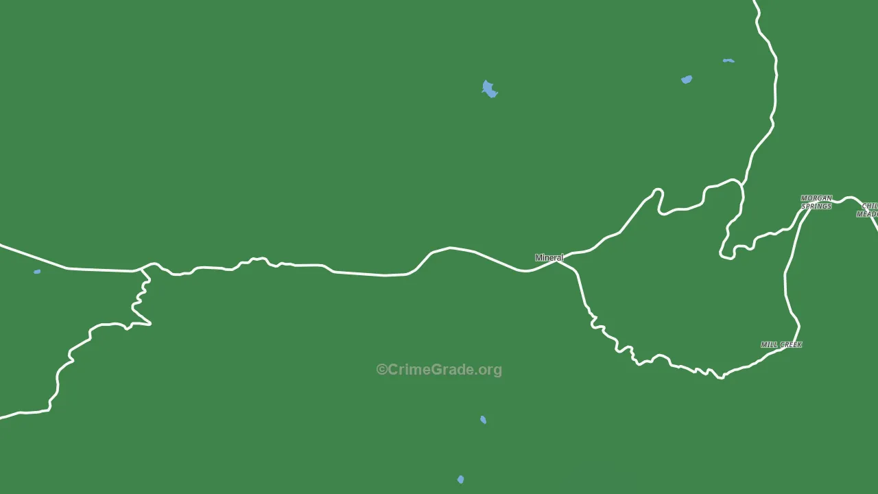 Mineral, CA Map of Vehicle Theft Rates