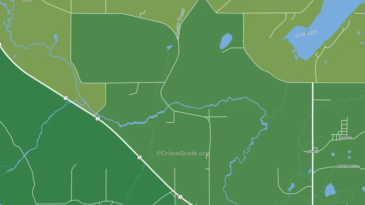 Mineral Hills, MI Map of Vehicle Theft Rates