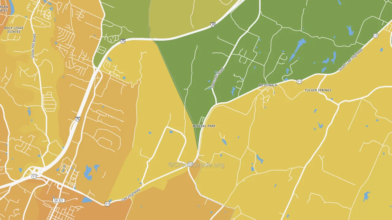 Mineral Park, TN Map of Vehicle Theft Rates