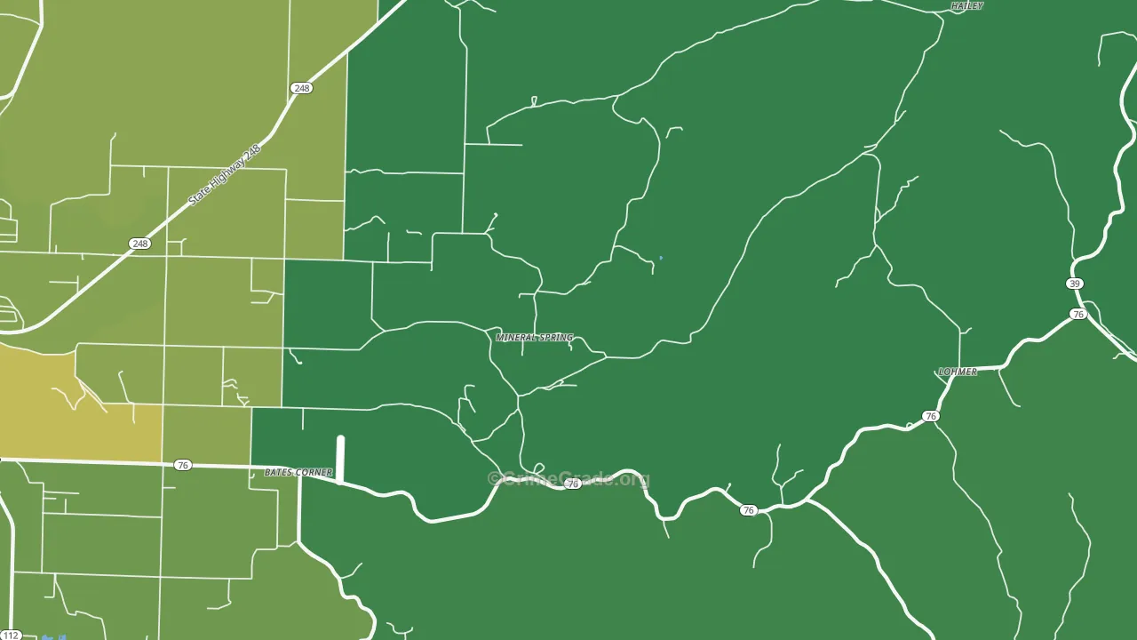 Mineral Spring, MO Map of Vehicle Theft Rates