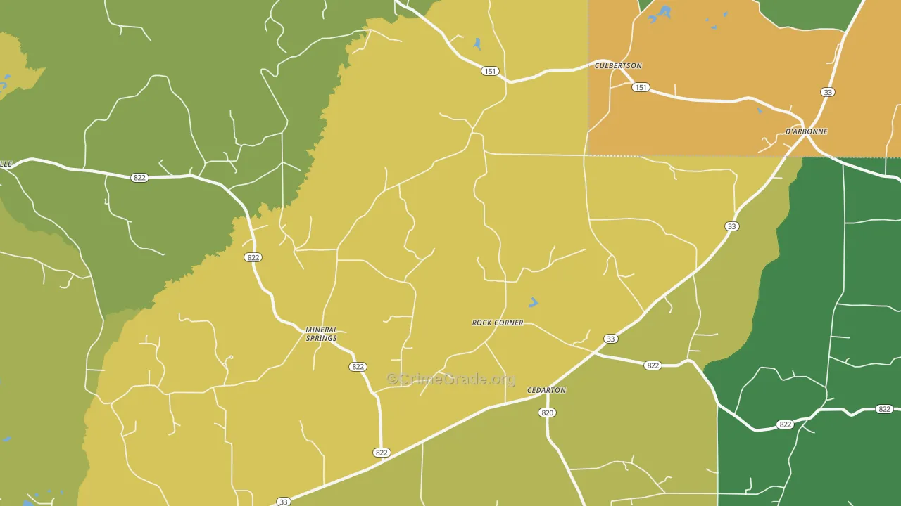 Mineral Springs, LA Map of Vehicle Theft Rates