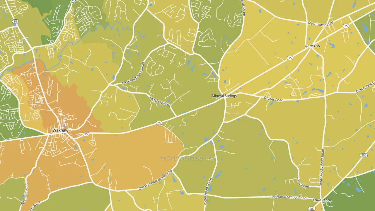 Mineral Springs, NC Map of Vehicle Theft Rates