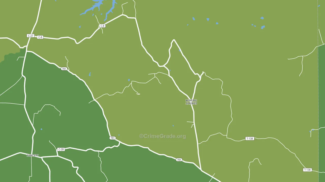 Mineral Springs, OH Map of Vehicle Theft Rates