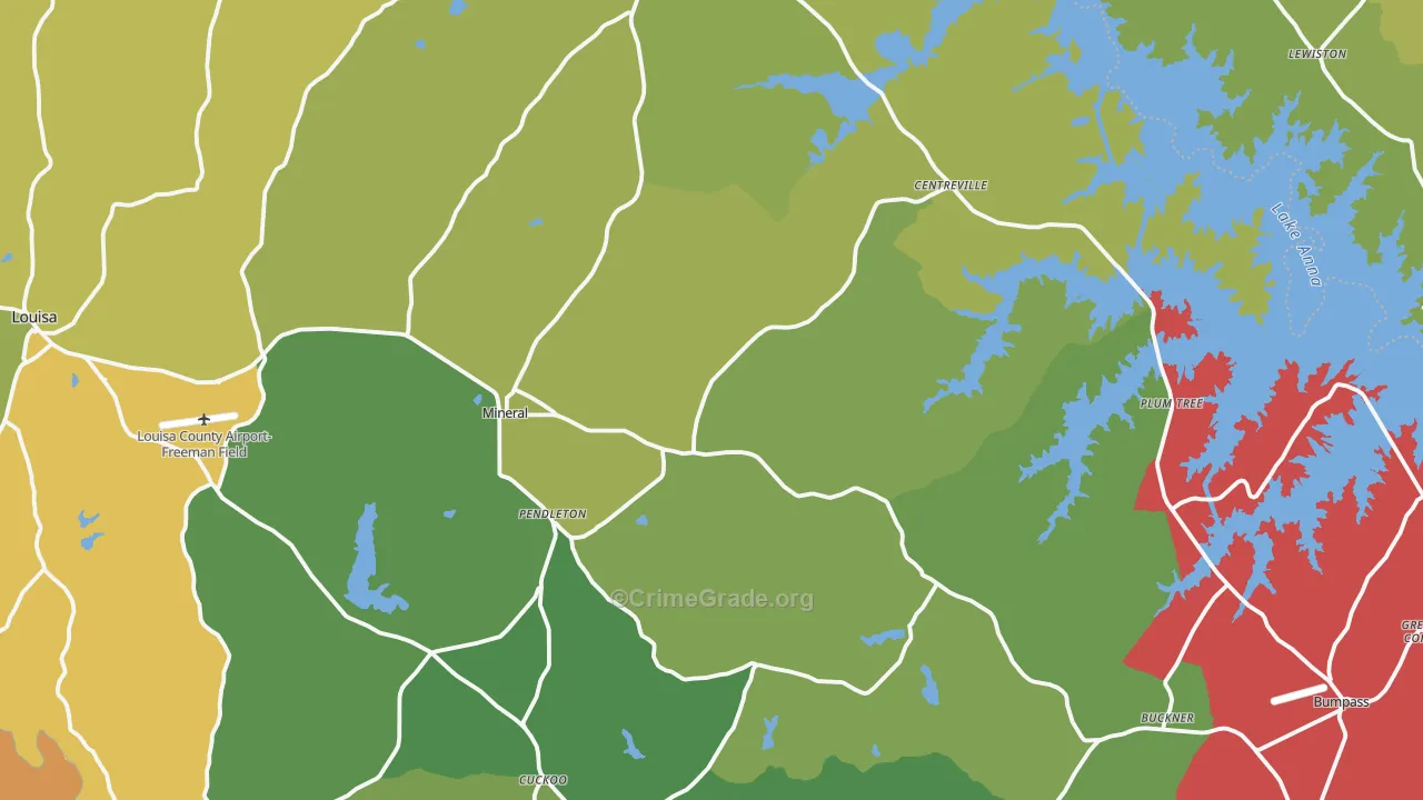 Mineral, VA Map of Vehicle Theft Rates