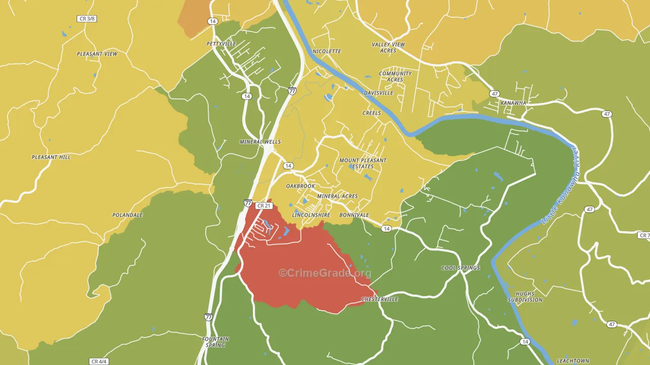 Mineralwells, WV Map of Vehicle Theft Rates