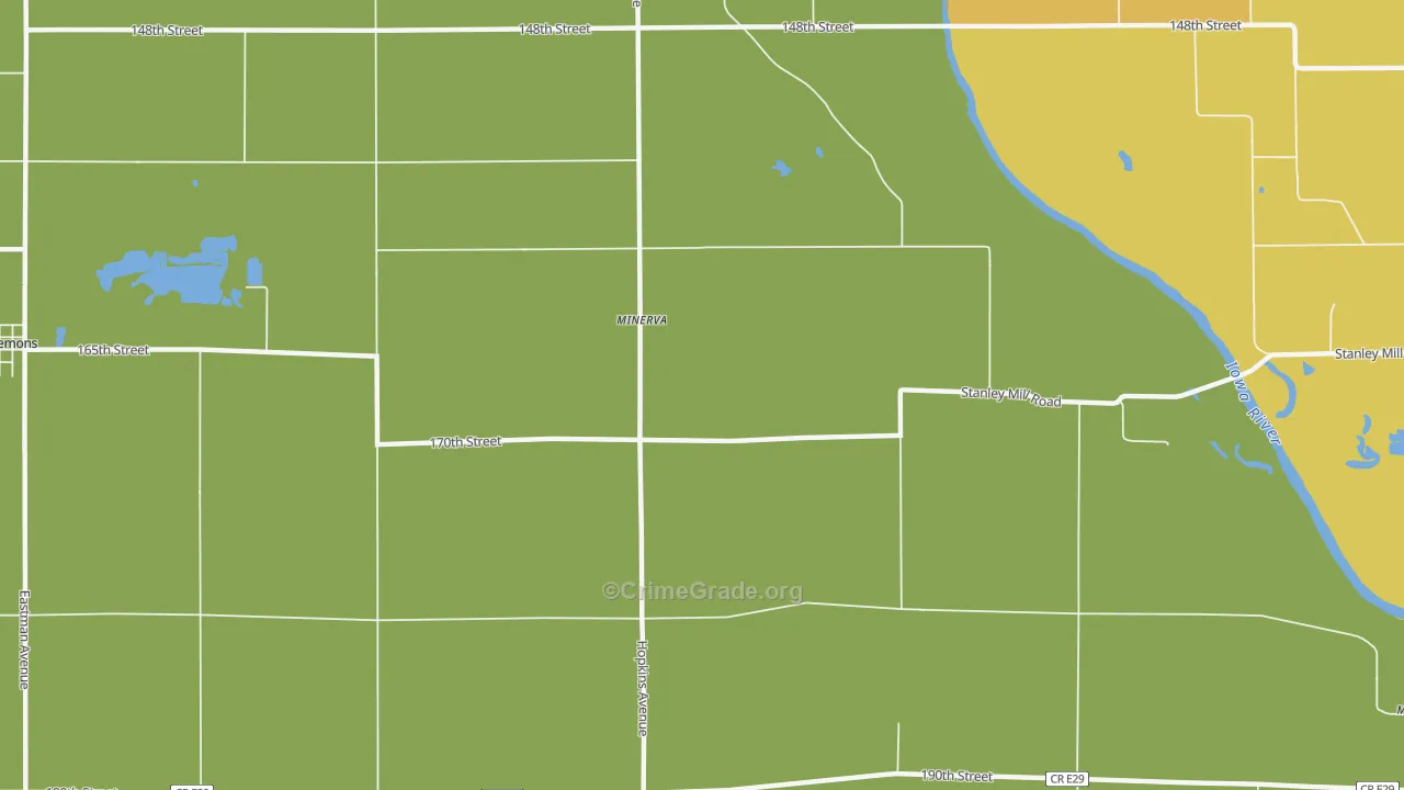 Minerva, IA Map of Vehicle Theft Rates