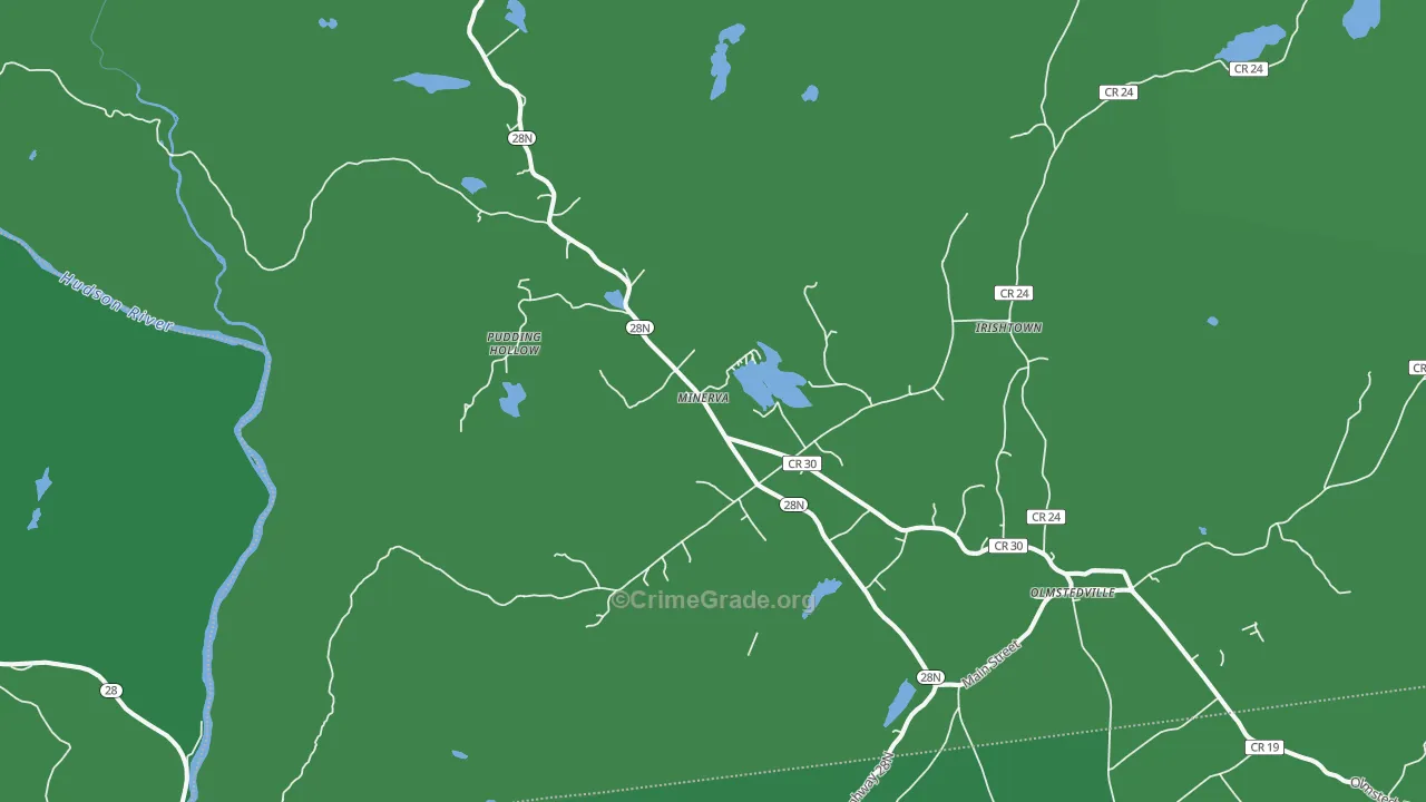 Minerva, NY Map of Vehicle Theft Rates