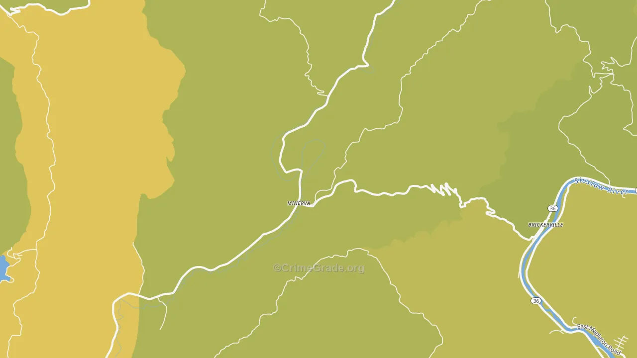 Minerva, OR Map of Vehicle Theft Rates