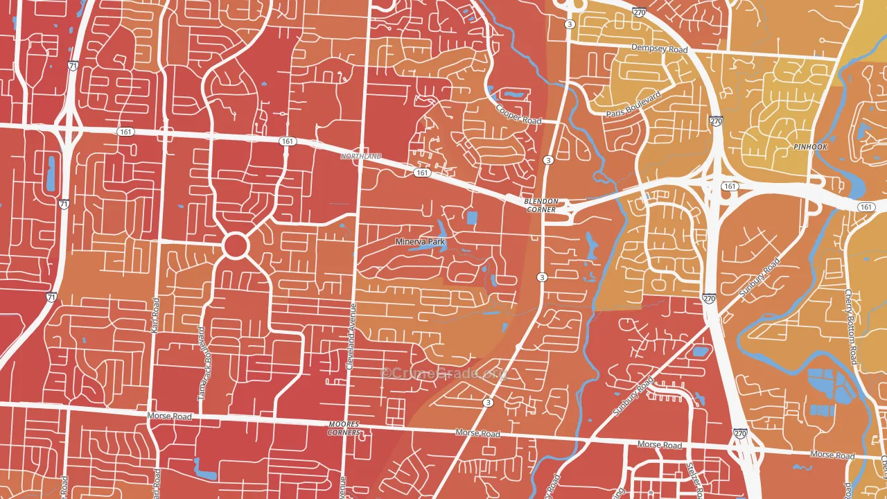Minerva Park, OH Map of Vehicle Theft Rates