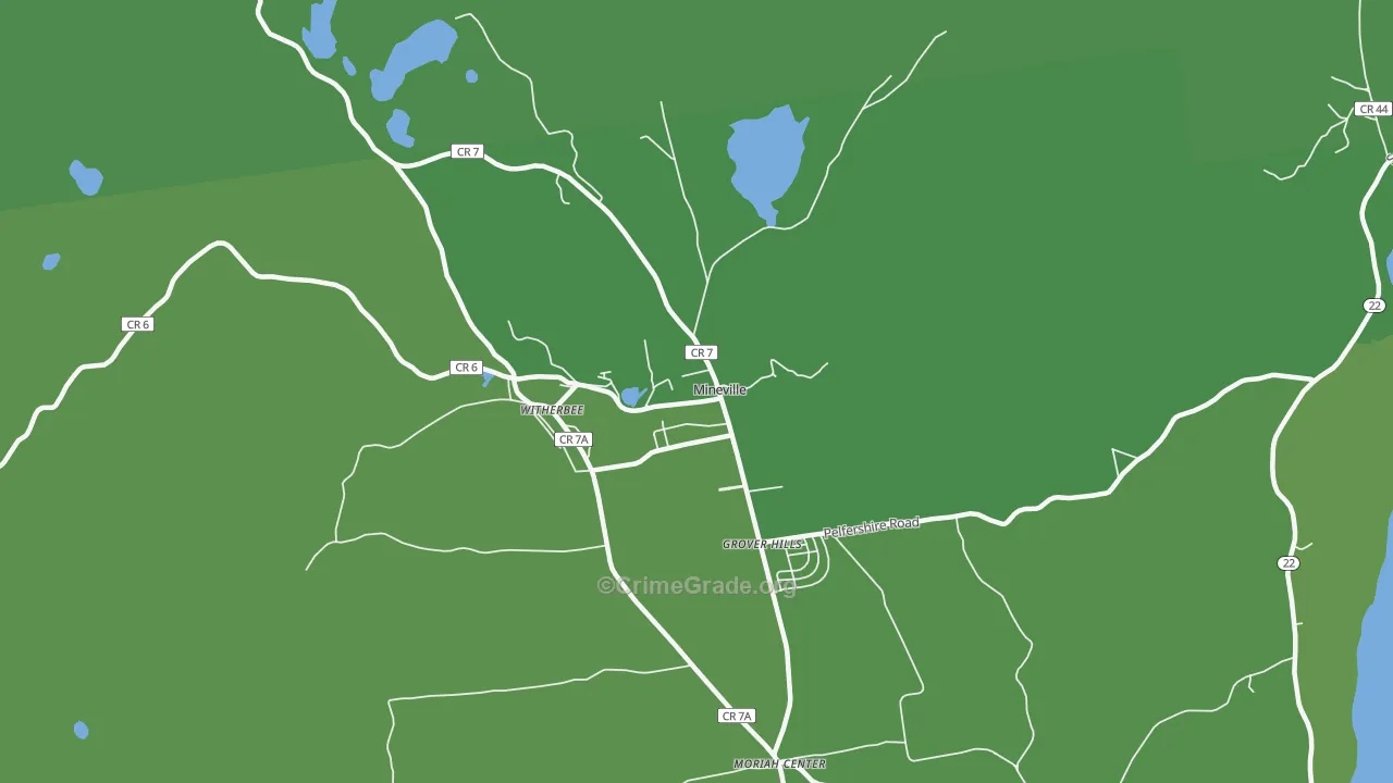 Mineville, NY Map of Vehicle Theft Rates