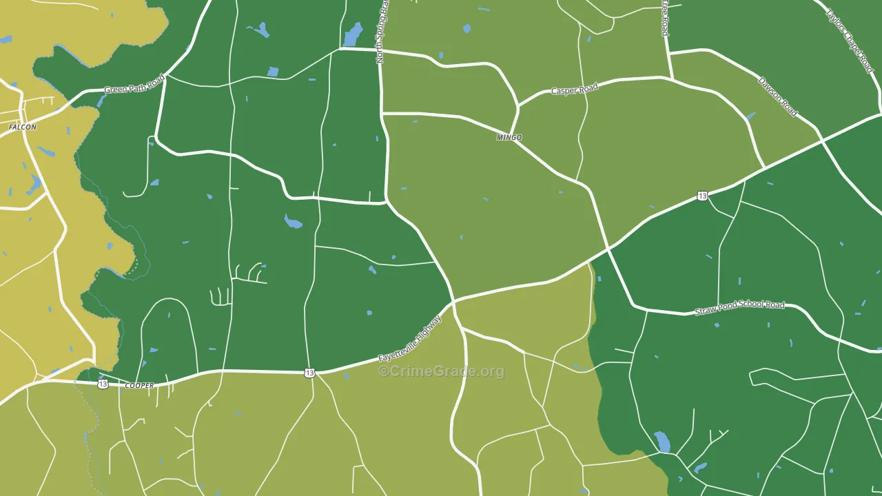 Mingo, NC Map of Vehicle Theft Rates