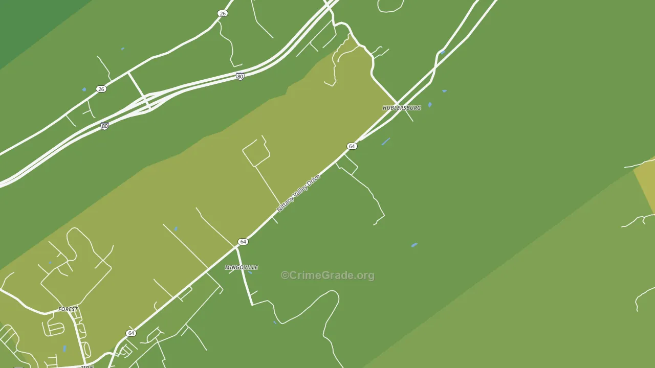 Mingoville, PA Map of Vehicle Theft Rates