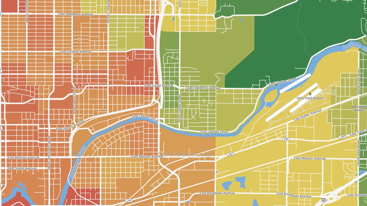Minnehaha, Spokane, WA Map of Vehicle Theft Rates