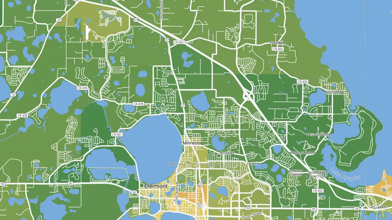 Minneola, FL Map of Vehicle Theft Rates