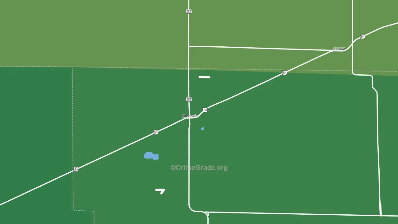 Minneola, KS Map of Vehicle Theft Rates