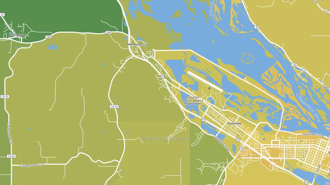 Minnesota City, MN Map of Vehicle Theft Rates