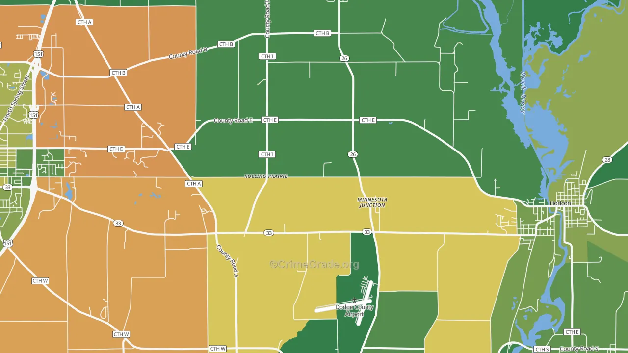 Minnesota Junction, WI Map of Vehicle Theft Rates