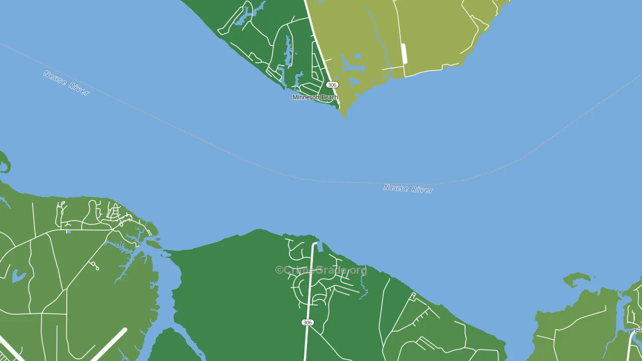 Minnesott Beach, NC Map of Vehicle Theft Rates