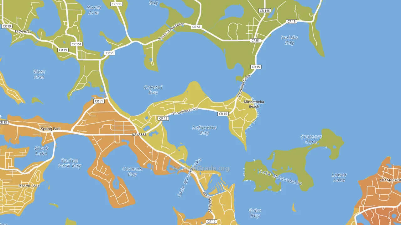 Minnetonka Beach, MN Map of Vehicle Theft Rates