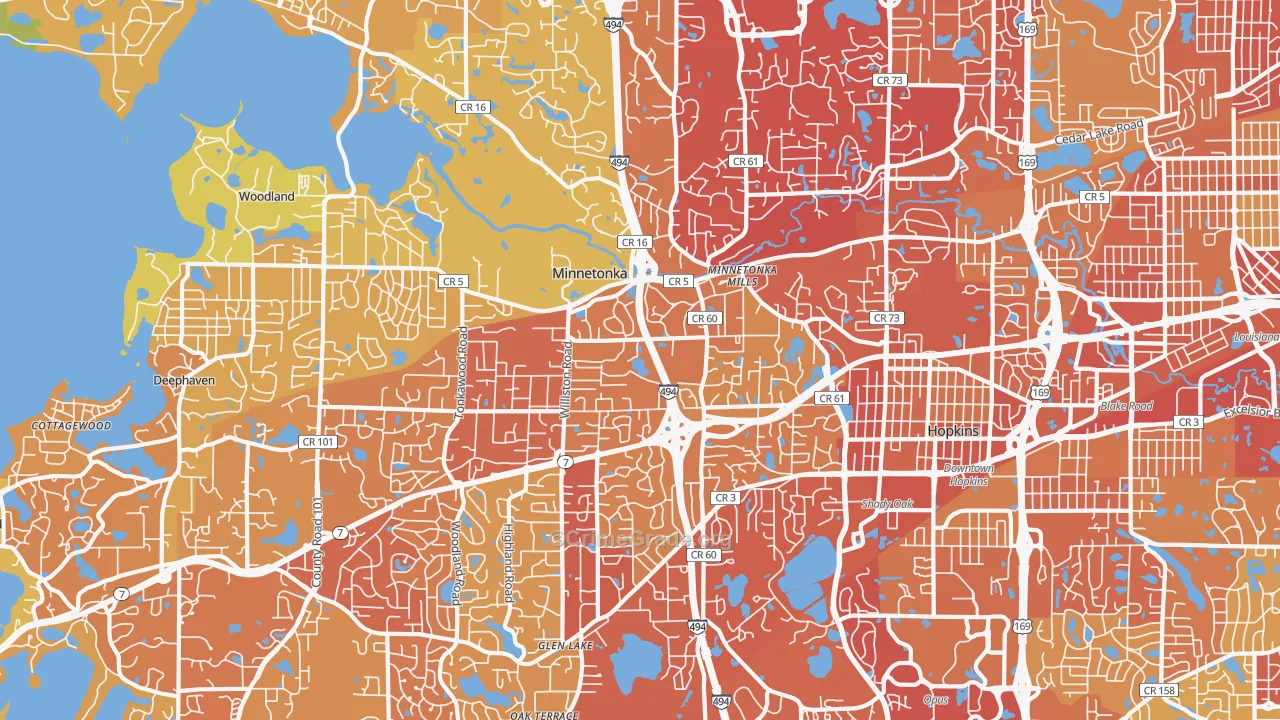 Minnetonka, MN Map of Vehicle Theft Rates