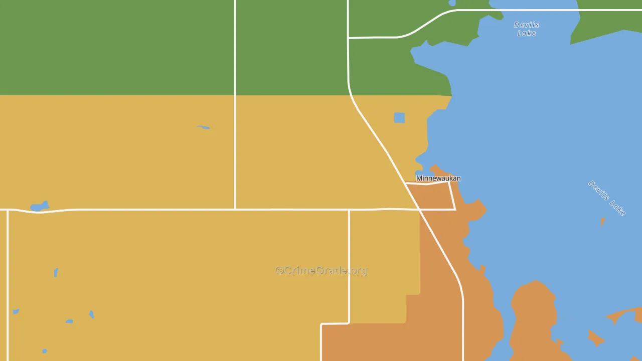Minnewaukan, ND Map of Vehicle Theft Rates