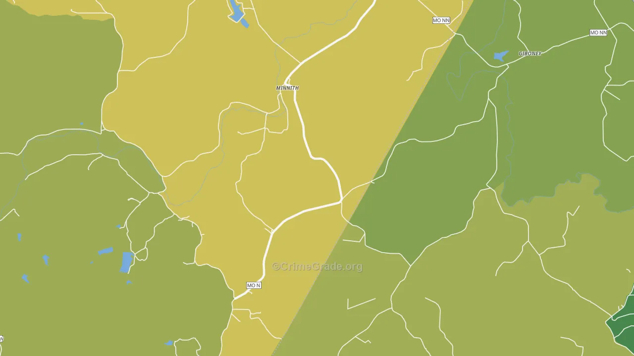 Minnith, MO Map of Vehicle Theft Rates