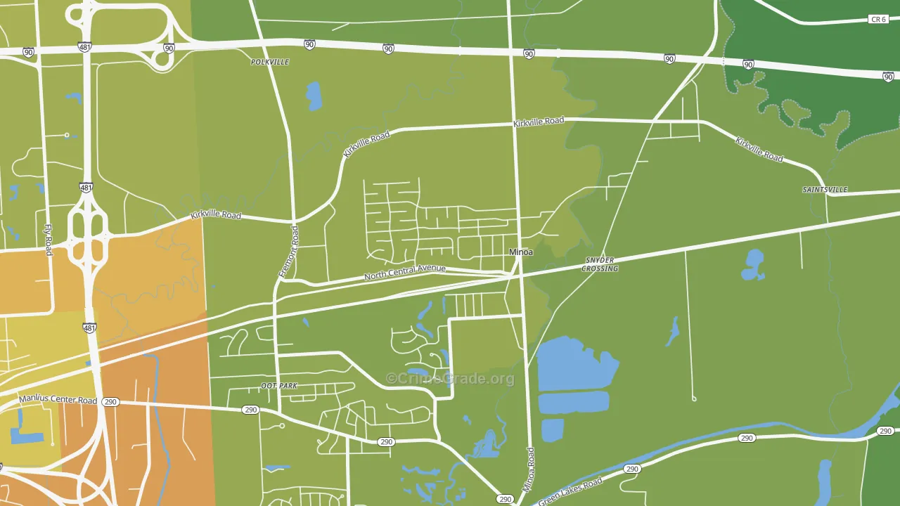 Minoa, NY Map of Vehicle Theft Rates