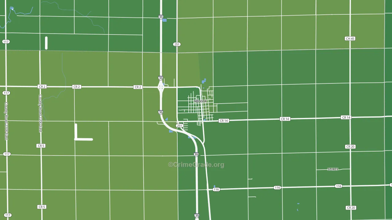 Minonk, IL Map of Vehicle Theft Rates
