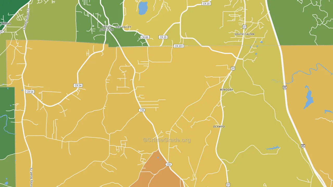 Minooka, AL Map of Vehicle Theft Rates