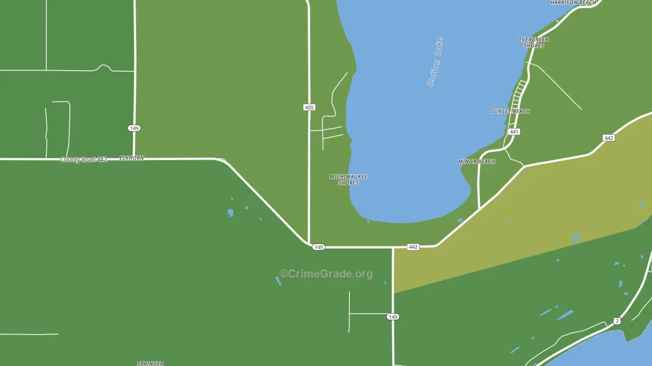 Minor Beach, MI Map of Vehicle Theft Rates