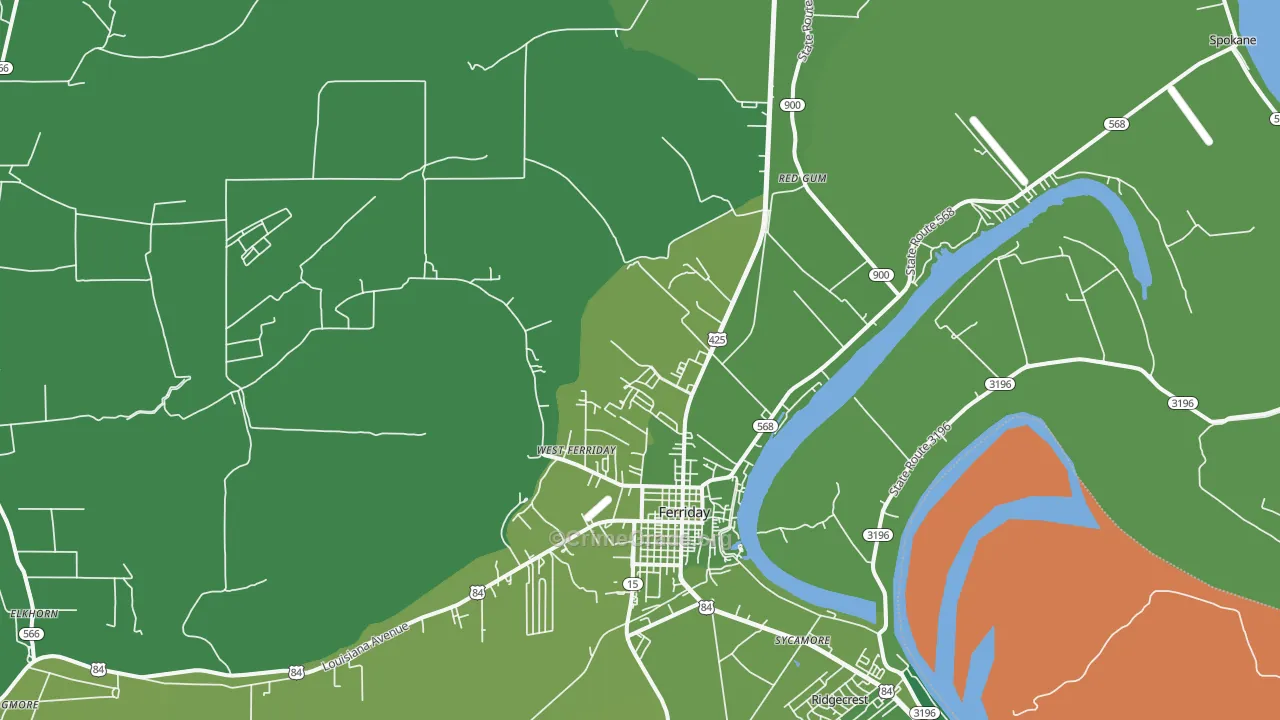 Minorca, LA Map of Vehicle Theft Rates
