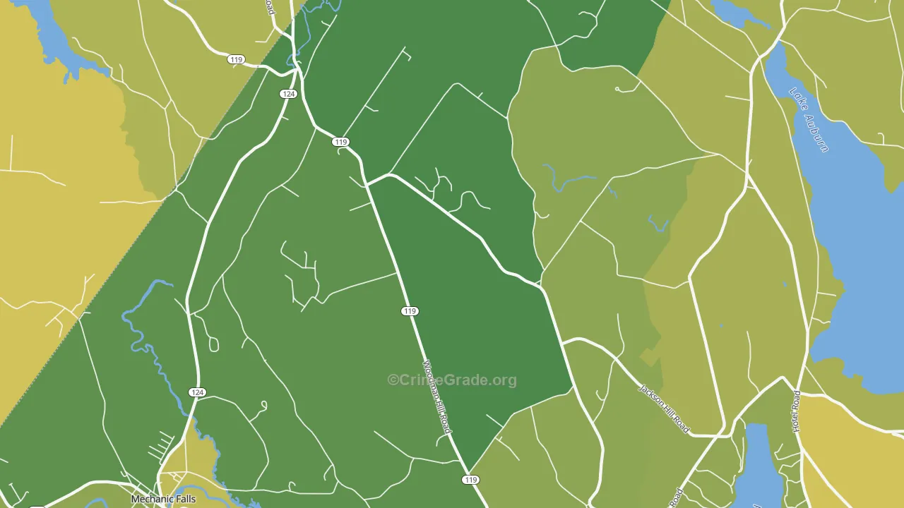 Minot, ME Map of Vehicle Theft Rates