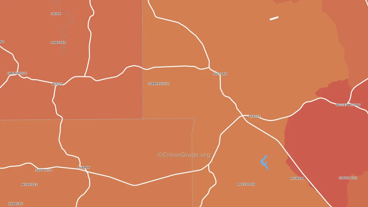 Minter, AL Map of Vehicle Theft Rates