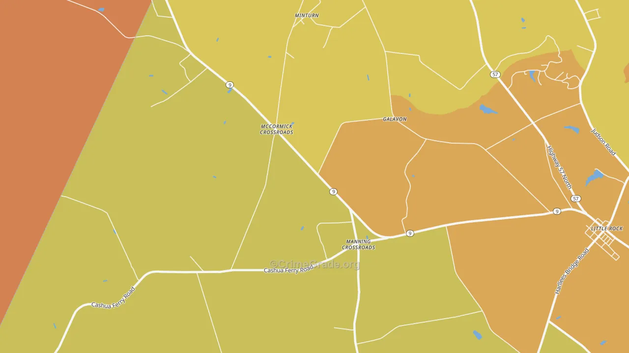 Minturn, SC Map of Vehicle Theft Rates