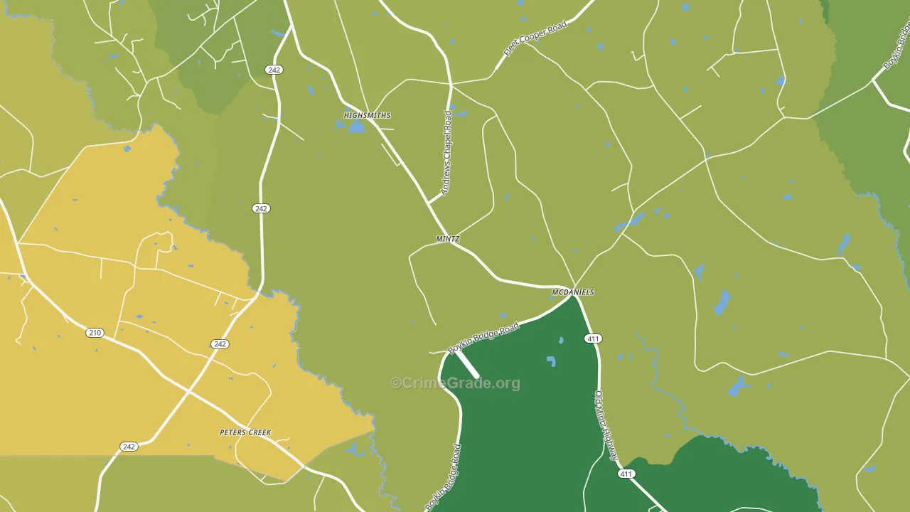 Mintz, NC Map of Vehicle Theft Rates
