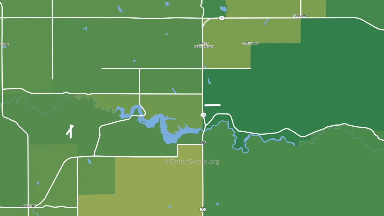 Mio, MI Map of Vehicle Theft Rates
