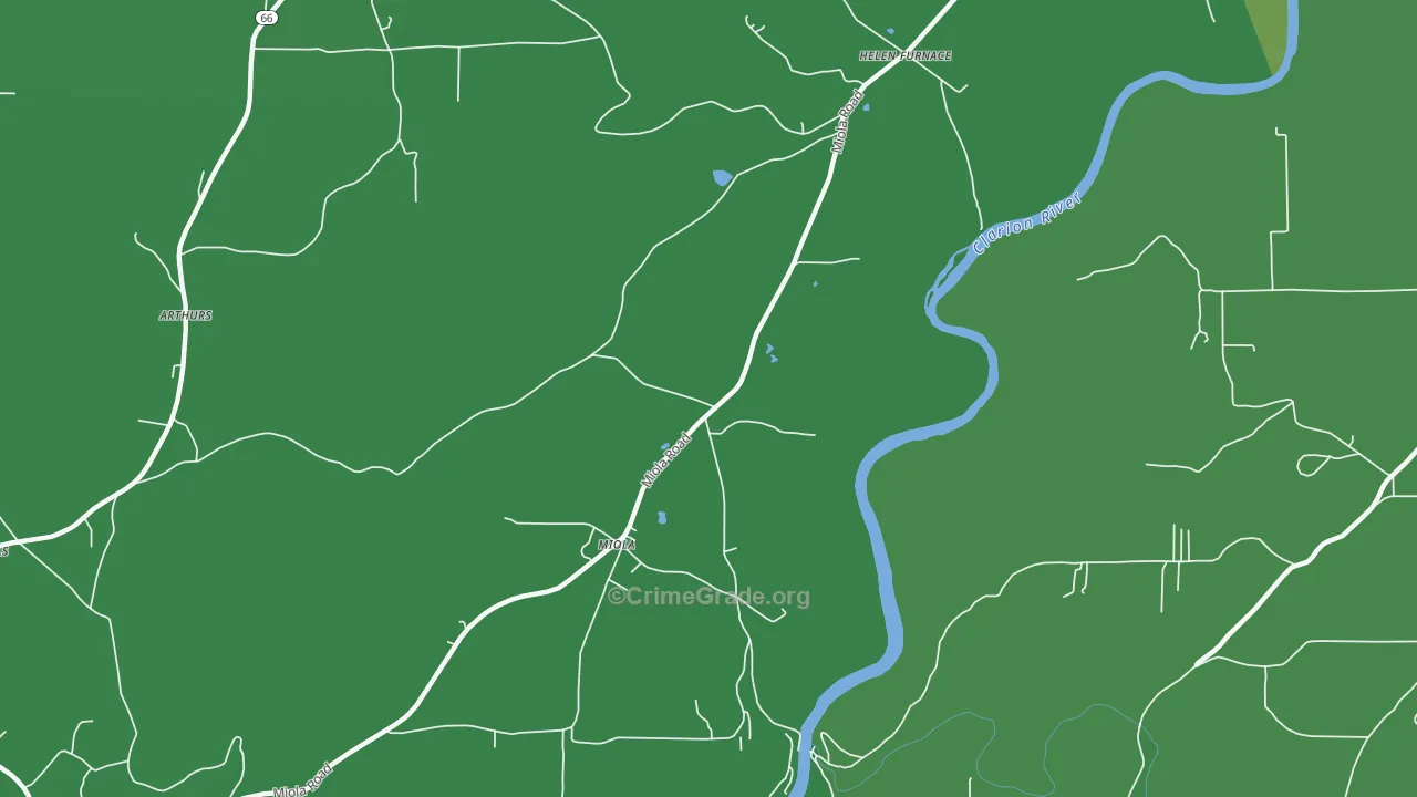 Miola, PA Map of Vehicle Theft Rates