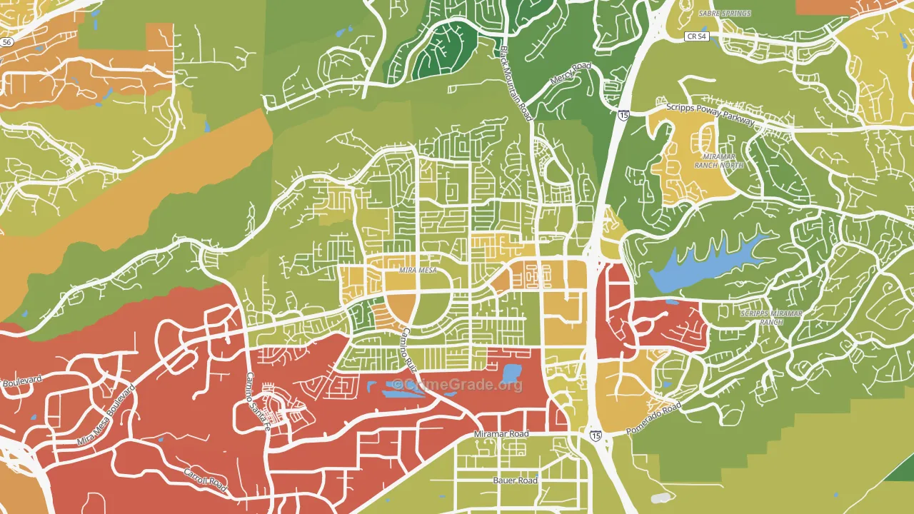 Mira Mesa, San Diego, CA Map of Vehicle Theft Rates