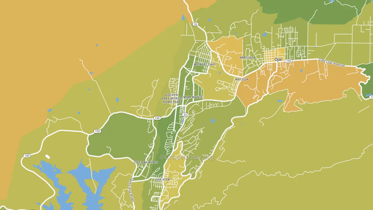 Mira Monte, CA Map of Vehicle Theft Rates
