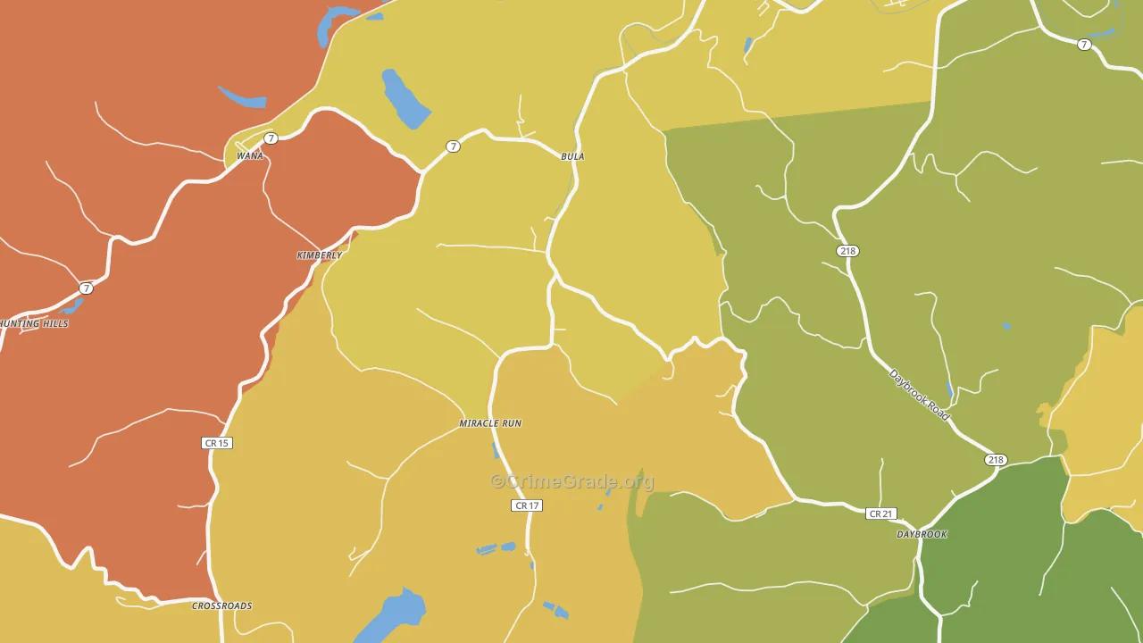 Miracle Run, WV Map of Vehicle Theft Rates