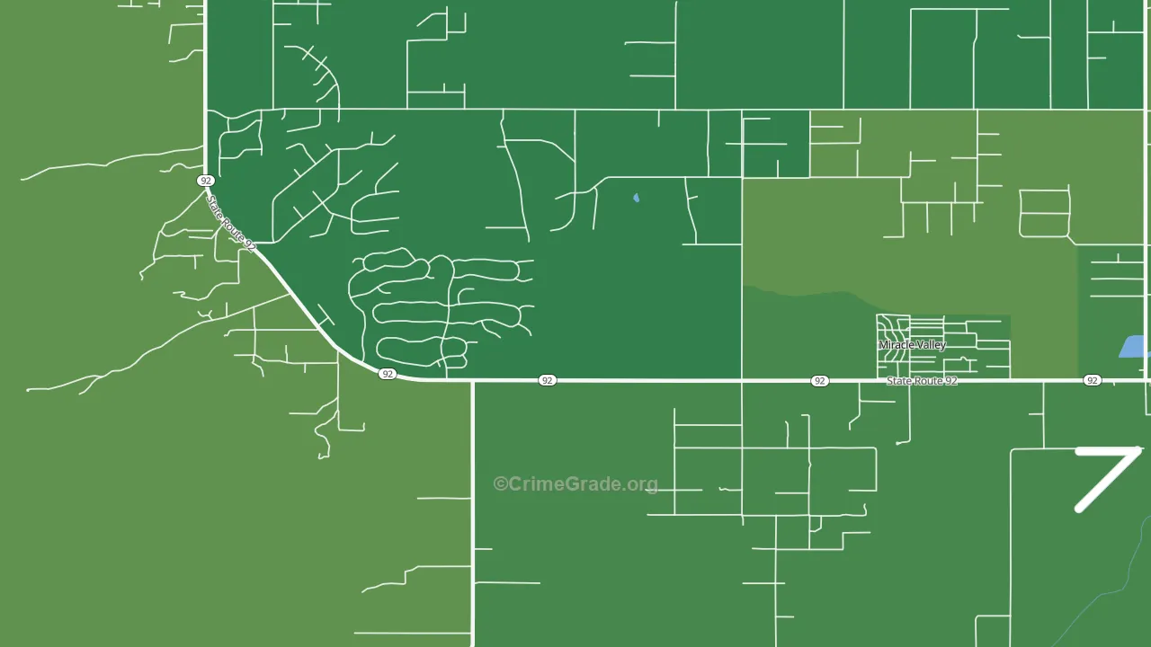 Miracle Valley, AZ Map of Vehicle Theft Rates