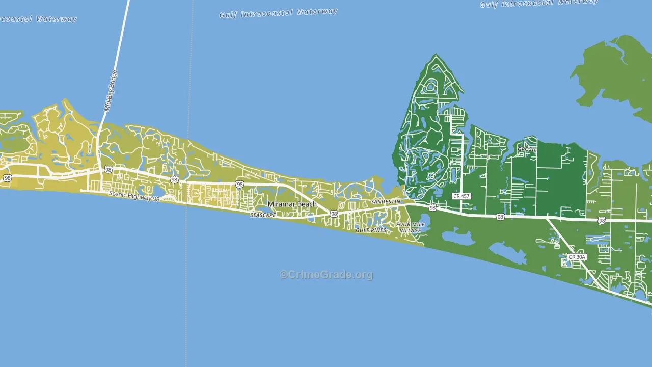 Miramar Beach, FL Map of Vehicle Theft Rates